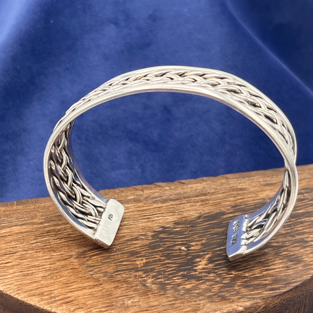 Mexican silver braided cuff - Picture 2 of 5